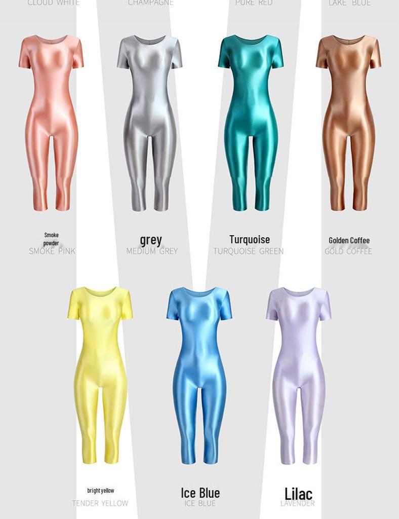 Glossy High-Elastic Bodysuit: Sleek Ballet & Yoga Dancewear