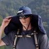 Summer Outdoor Fishing and Hiking Sun Hat with Extra-large Brim, Solar Fan Hat, Shawl, Neck Protector, Sun Protection Fisherman Hat