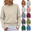 Women's Soft Leopard Print Neck Long Sleeve Sweater Pullover for Fall and Winter