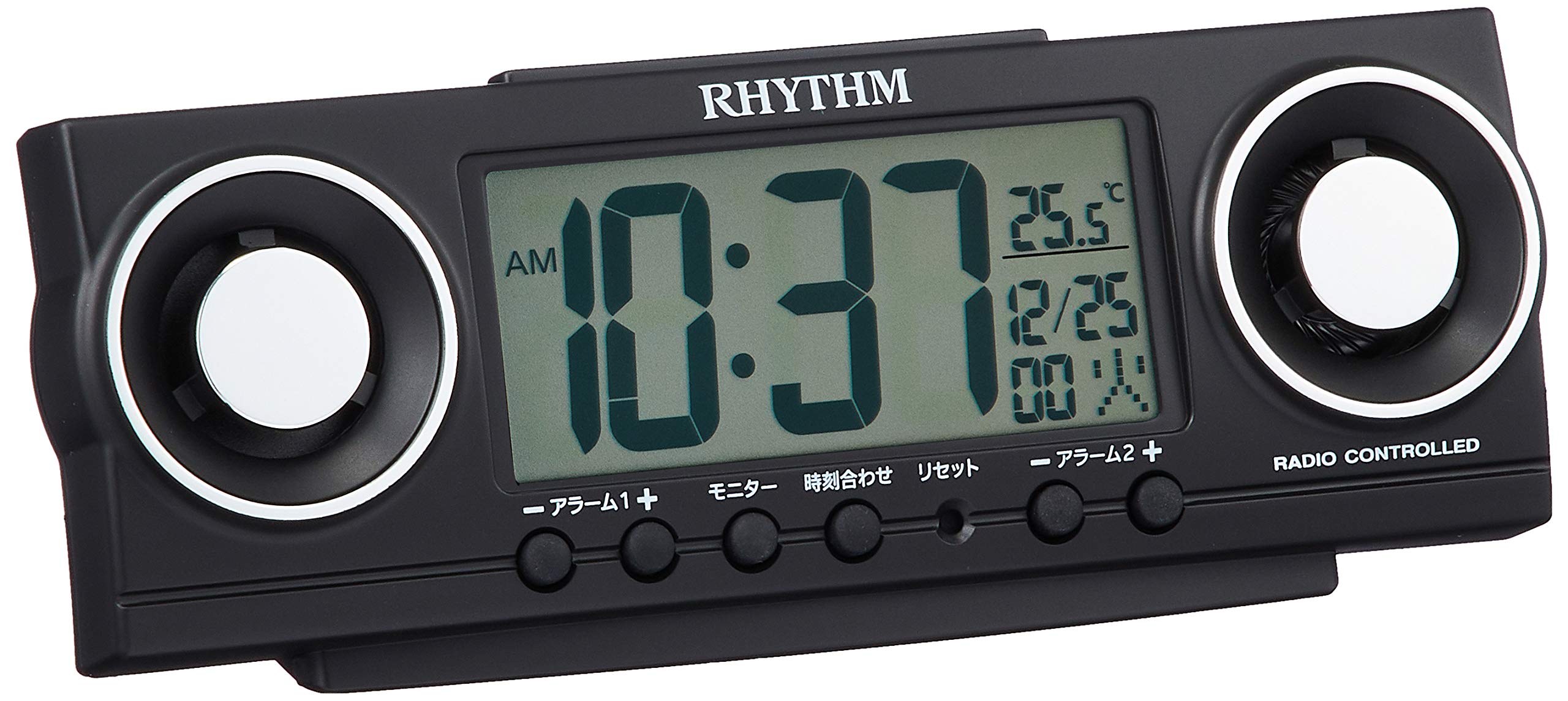 

RHYTHM Loud Alarm Clock Digital 20 Sounds Double Alarm Fit Butler Juke Black 8RZ177SR02 Radio-Controlled & чёрный