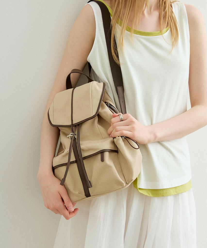 Artid Linea Double Pocket Canvas Backpack_Beige