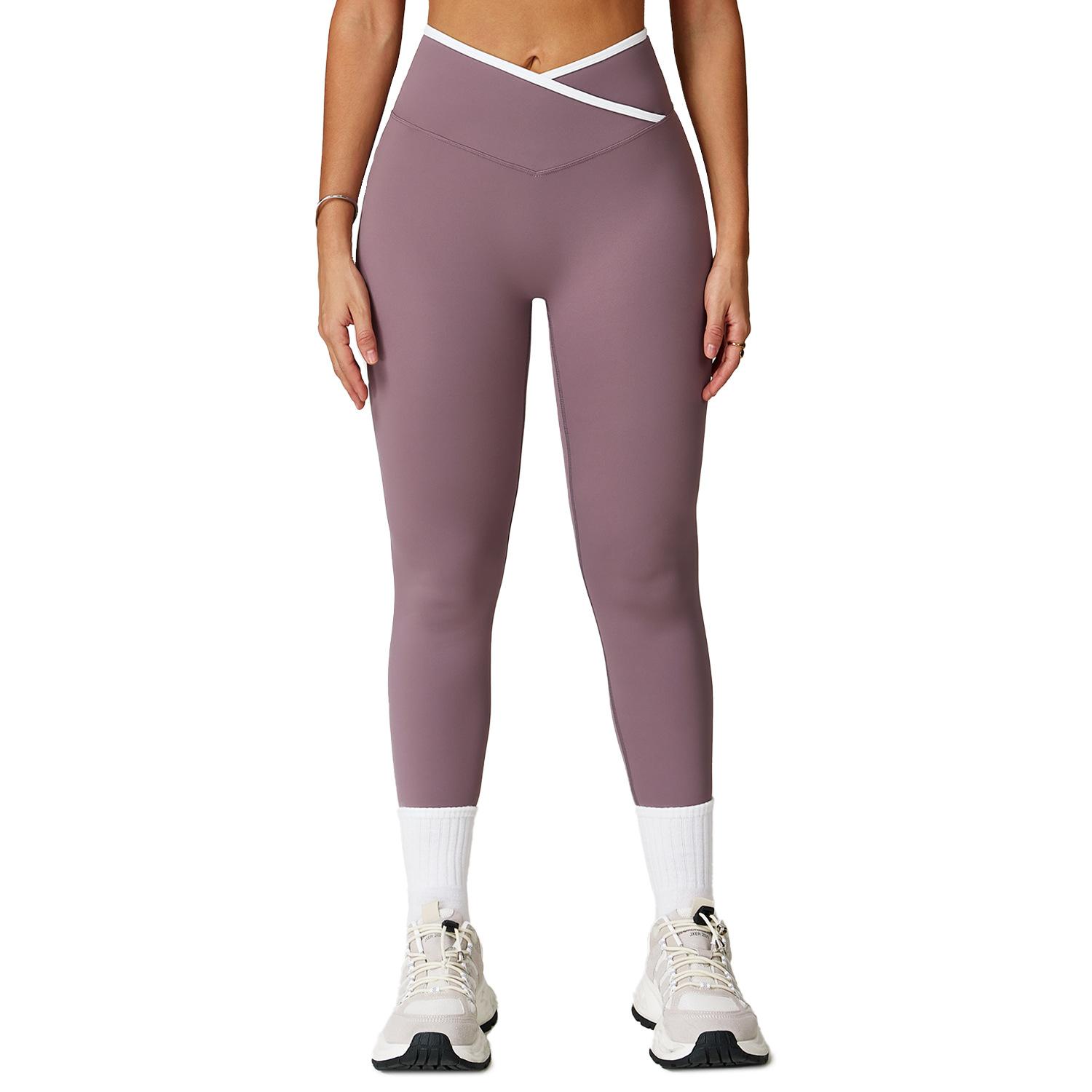 

New Naked Tight Yoga Pants Cross High Waist Contrast Color Tight Pants For Women, Sports Running Fitness Pants For Women S