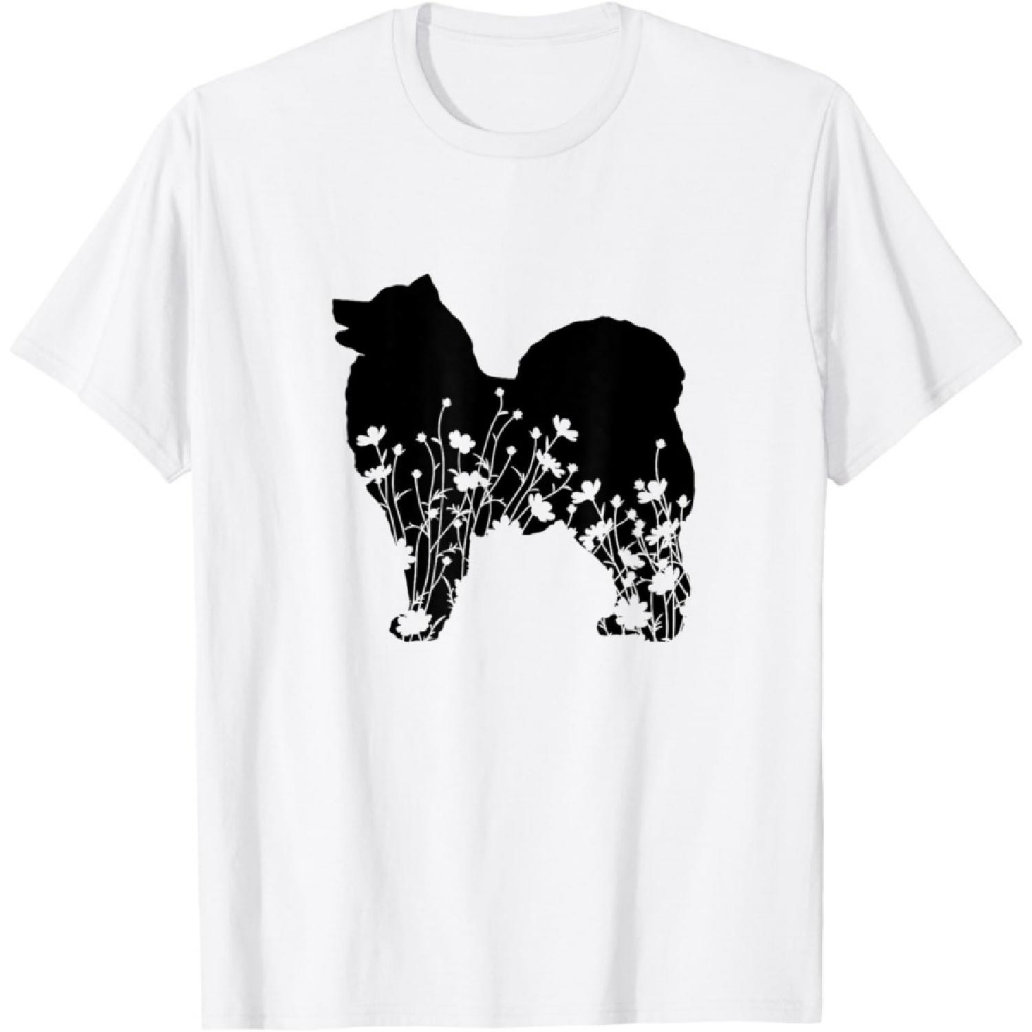 Floral Samoyed dog mom, Samoyed silhouette flowers T-Shirt XXXXXL белый