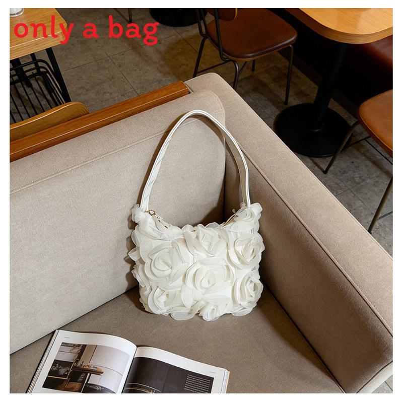 Borsa a pochette in tessuto minimalista urbana con colore solido e design a rosa per l'uso quotidiano