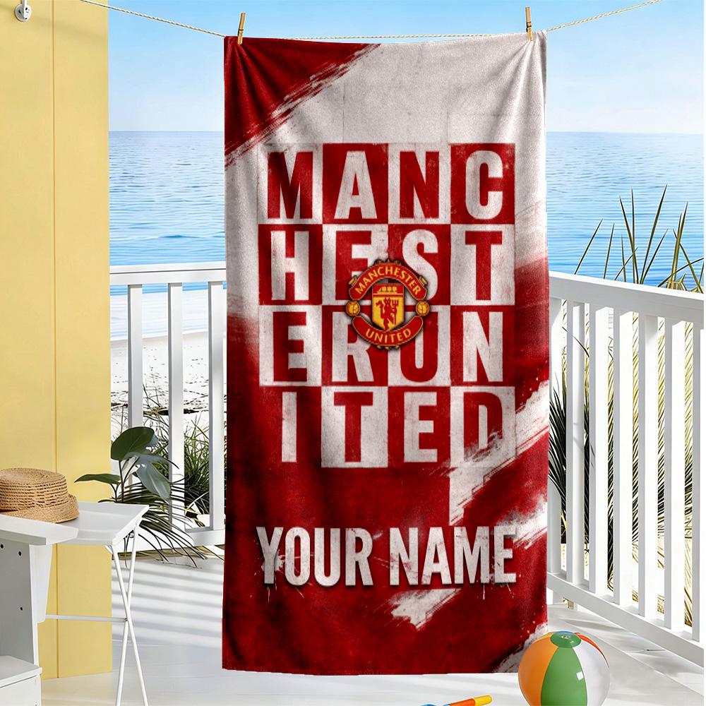 Manchester Personalized Text Beach Towel Super Soft & Absorbent Portable for SwimmingBeachCamping Travel Beach AccessoriesGym