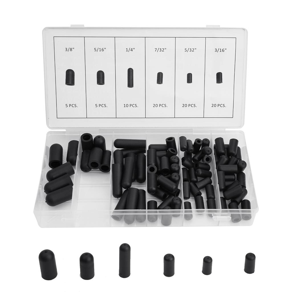 80Pcs Carburetor Vacuum Line Hose Rubber Boot Cap Assortment Kit