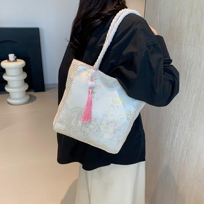 1 Piece Ladies Contrast Color Ethnic Style Shoulder Bag Summer Beach Women's Bag