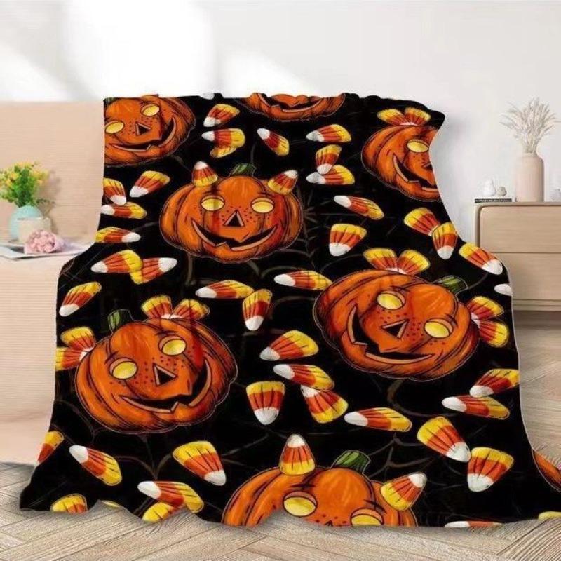 Halloween Cartoon Digital-printed Polyester Bedroom Velvet Flannel Soft Sofa Cover Blanket Fleece Soft Sofa Cover Blankets