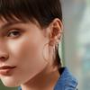 Triangle Cubic Zirconia 925 Silver Earrings / Ear Jacket E059-11H