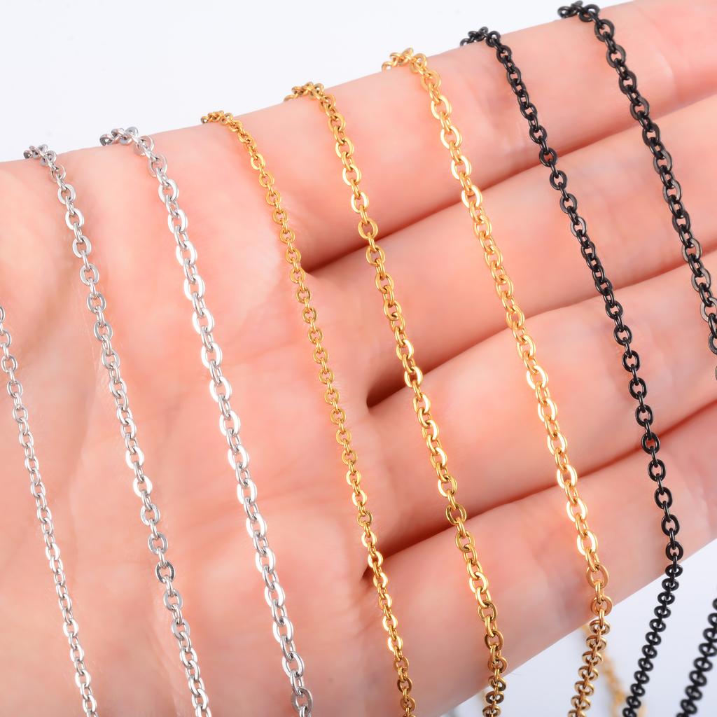 Classic Stainless Steel Link Cable O Chain Necklace for Women Men Choker on the Neck Collarbone Jewelry Accessories DIY Gift