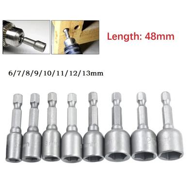 1 Stück 6-13mm Schlagschrauber-Nuss Magnetischer Schraubendreher 1/4" Sechskant Schaft Power-Nuss-Treiber Bohrer Handwerkzeuge 6/7/8/9/10/11/12/13mm