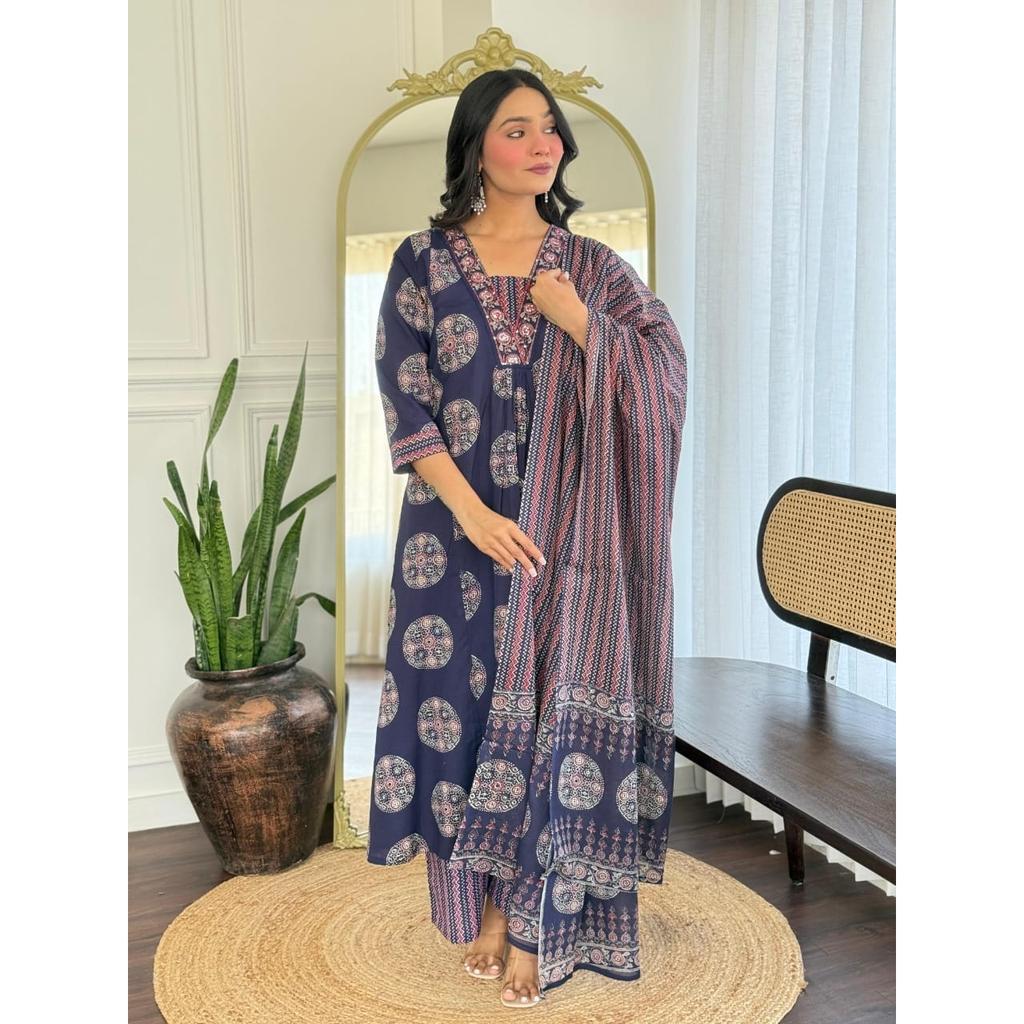 Designer Indian Women Ethnic Kurti Pant Dupatta Set Bollywood Designer Kurta Set