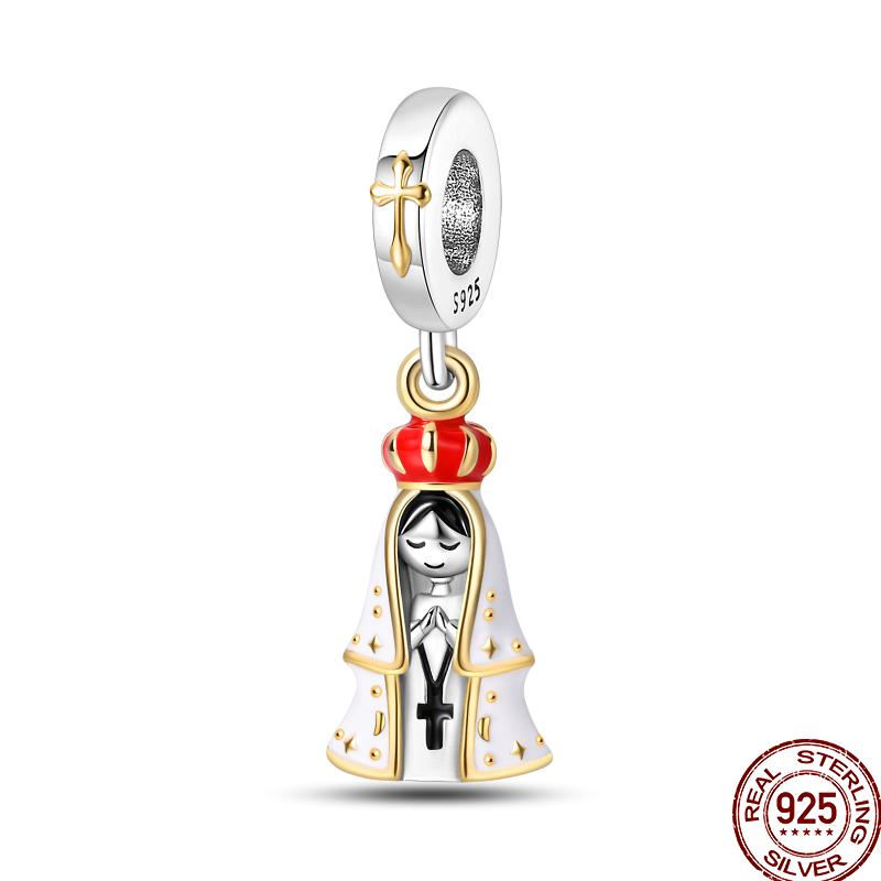 New Copper Religious Angel Cross Series Shiny Zircon Beads Suitable For 3Mm Original Bracelet Diy