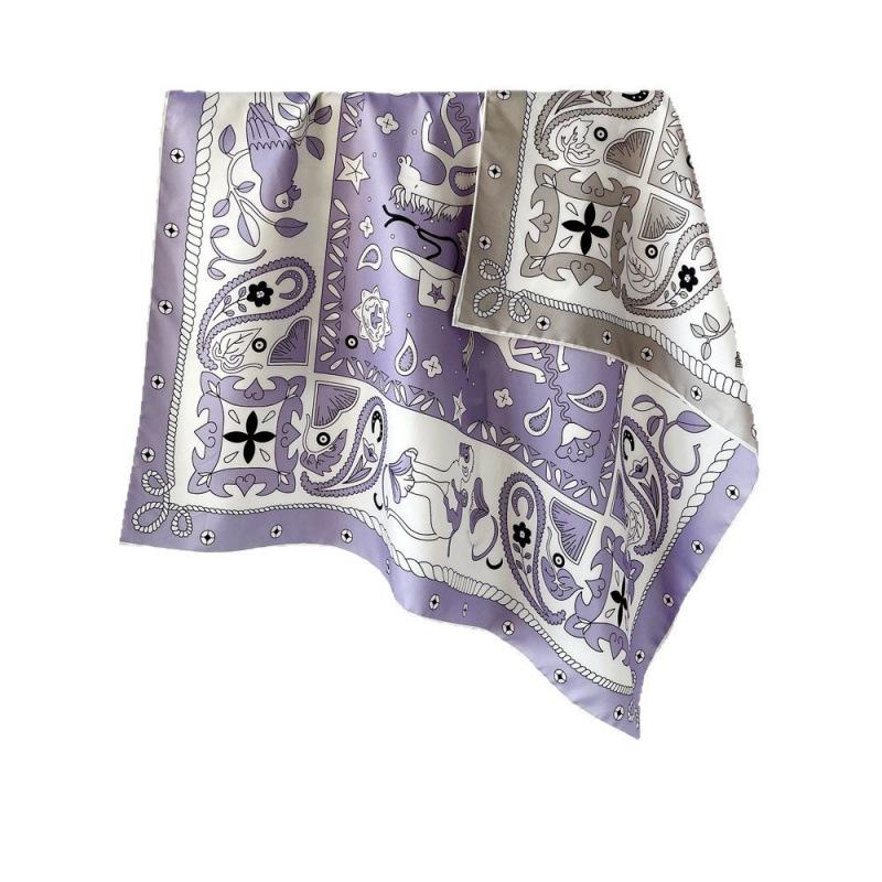 Double-sided Twill Scarf Women's Printed Scarf European and American Headscarf Retro Big Scarf Shawl