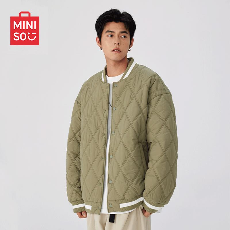 

MINISO Men s Winter Colorblock Baseball Collar Padded Jacket M