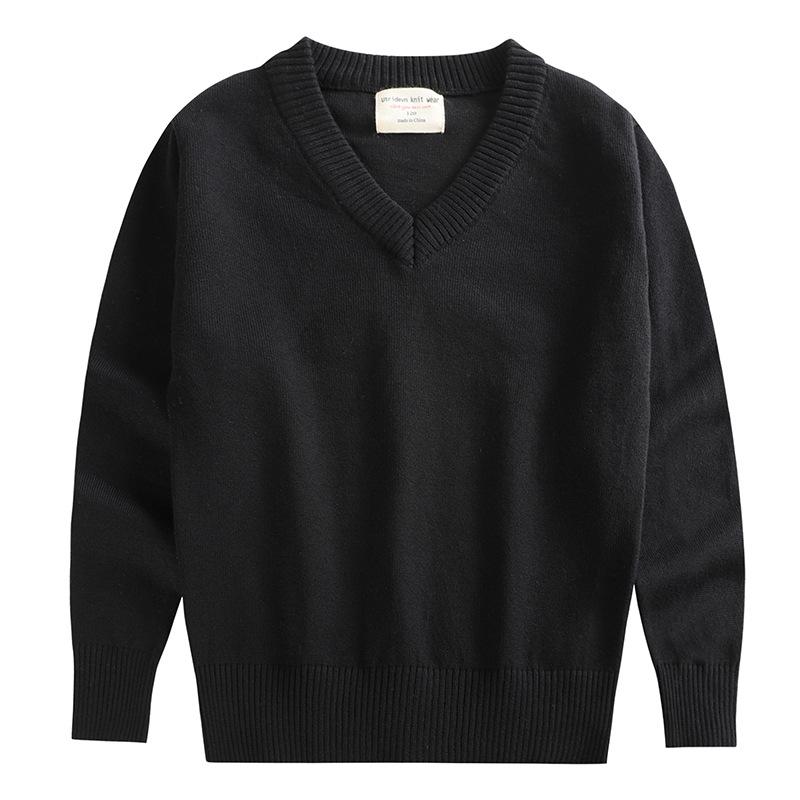 Korean Solid Color Children's Pullover Long-sleeved Sweater Parent-child Wear Medium and Large Children's Knitted Bottoming Shirt