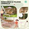 Kids Picnic Table Set with Removable & Foldable Umbrella, Storage Boxes, Flamingo Theme, Pink