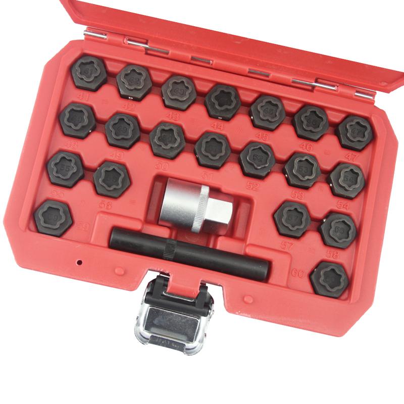 22Pc Wheel Locking Nut Key Socket Sets For BMW 1 3 5 6 & 7 Series 1/2" Drive Key Socket 041-060 Wheel Anti-Theft Screws Remover