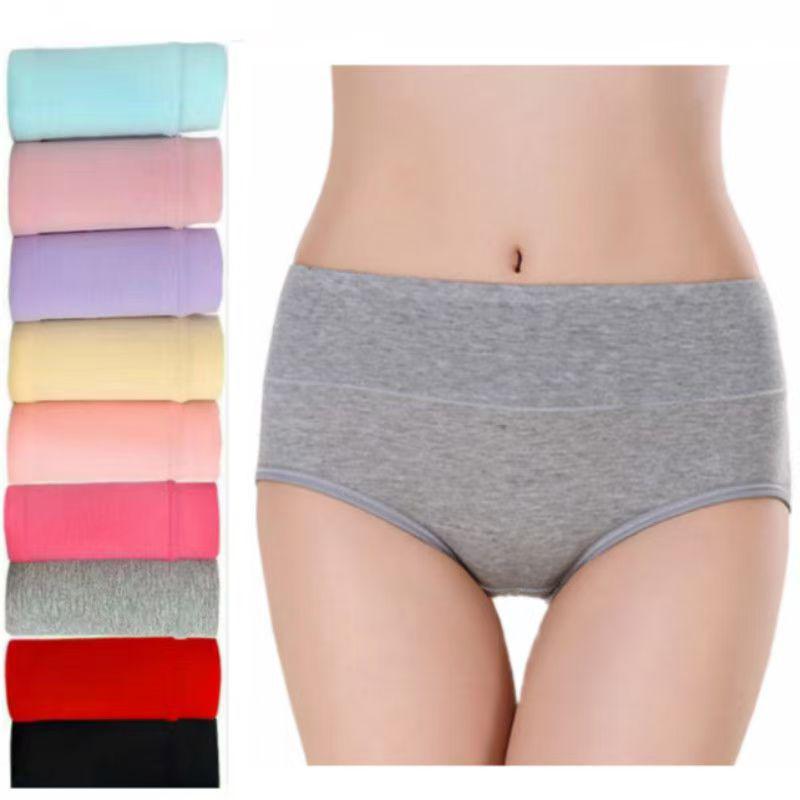 Customized Women's High-Waisted Pure Cotton Tummy Control Antibacterial Briefs - Comfortable, Breathable, Solid Color Underwear