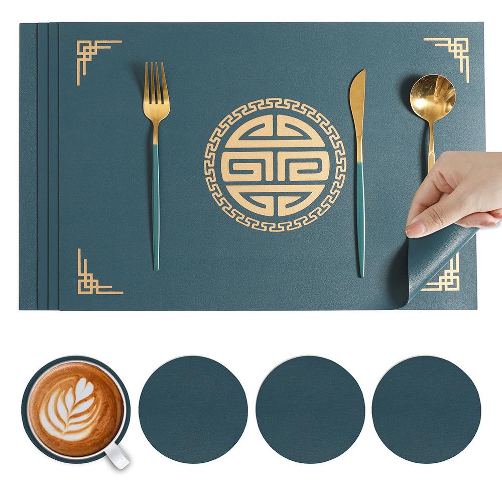 New Chinese square placemat Western dining mat Chinese restaurant placemat tableware coaster PVC material Children's anti-scalding