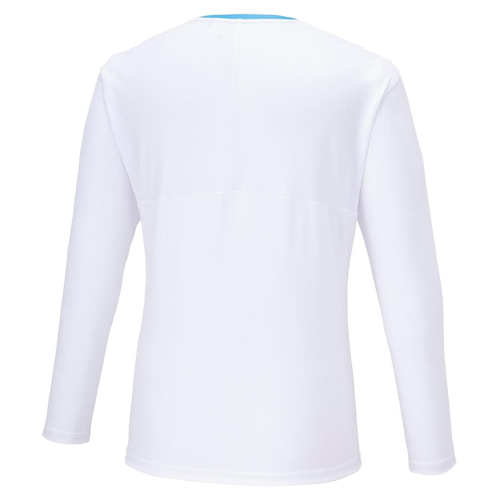 Mizuno Move Tech Practice Long Standard Volleyball Size 2XL N-XT Shirt, Sleeve, Fit, Wear, V2MAA510, White/Jet Blue,