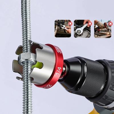Hex Shank Nut Spinning Drill Attachment Time-Saving Quick Release Nut Zipper Drill Attachment Aluminum Alloy