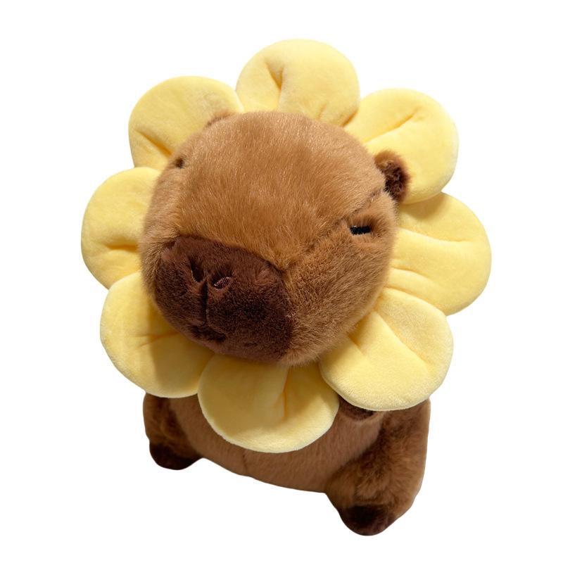 

Sunflower Head Cover Kapibala Doll Plush Toy Transformed Into Capybara Doll Grab Machine Rag Doll Girl Gift 23cm