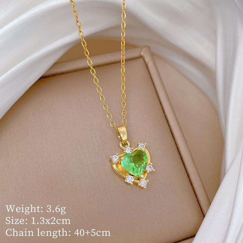 Copper Micro-Inlaid Love Fashion Light Luxury Temperament Gorgeous Full Diamond Necklace Female Versatile Collarbone Chain Titanium Steel