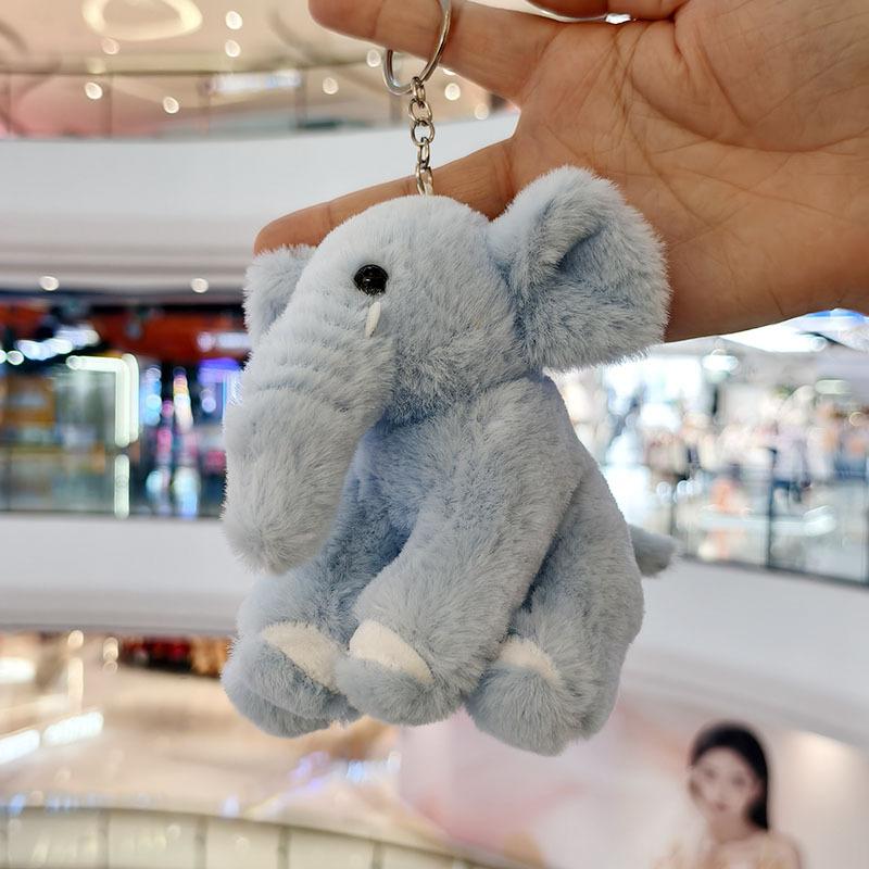 Pendentif Éléphant Mignon Peluche Jouet en Peluche Poupée Pendentif Sac Porte-clés Tissu Dessin Animé Accessoire Bijou Porte-clés Cadeau Fille Décoration gray