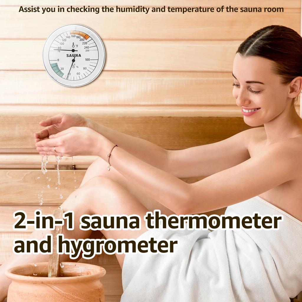 Sauna Thermometer Hygrometer Alloy Wall Mounted Sauna Room Temperature Humidity Tester Monitor Precise Fahrenheit Thermometer
