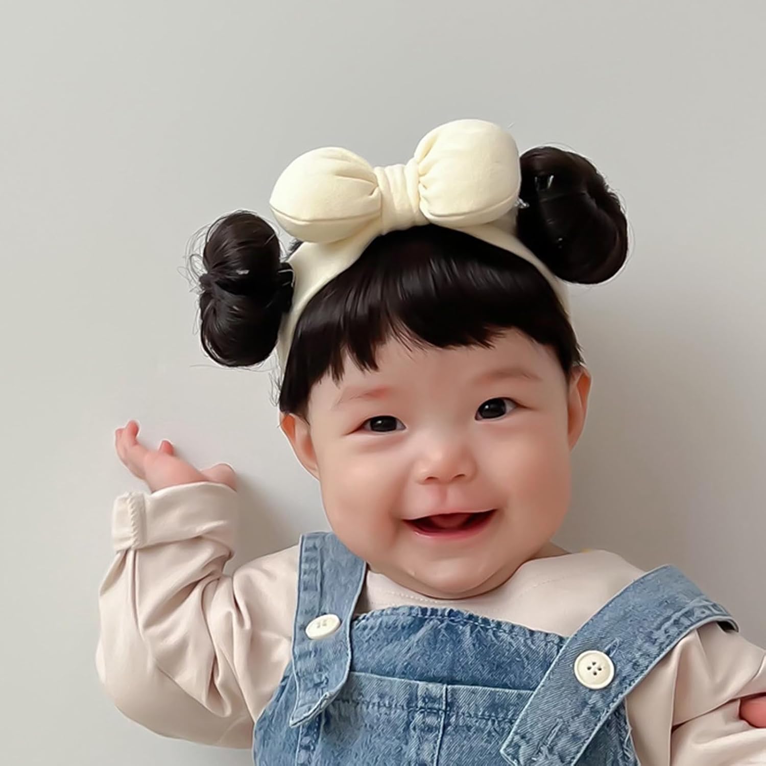 

Baby Wig Bangs Headband Fashionable Bun Wig Hairpieces Solid Headwear Girls Hair Accessories for Newborns and Toddlers