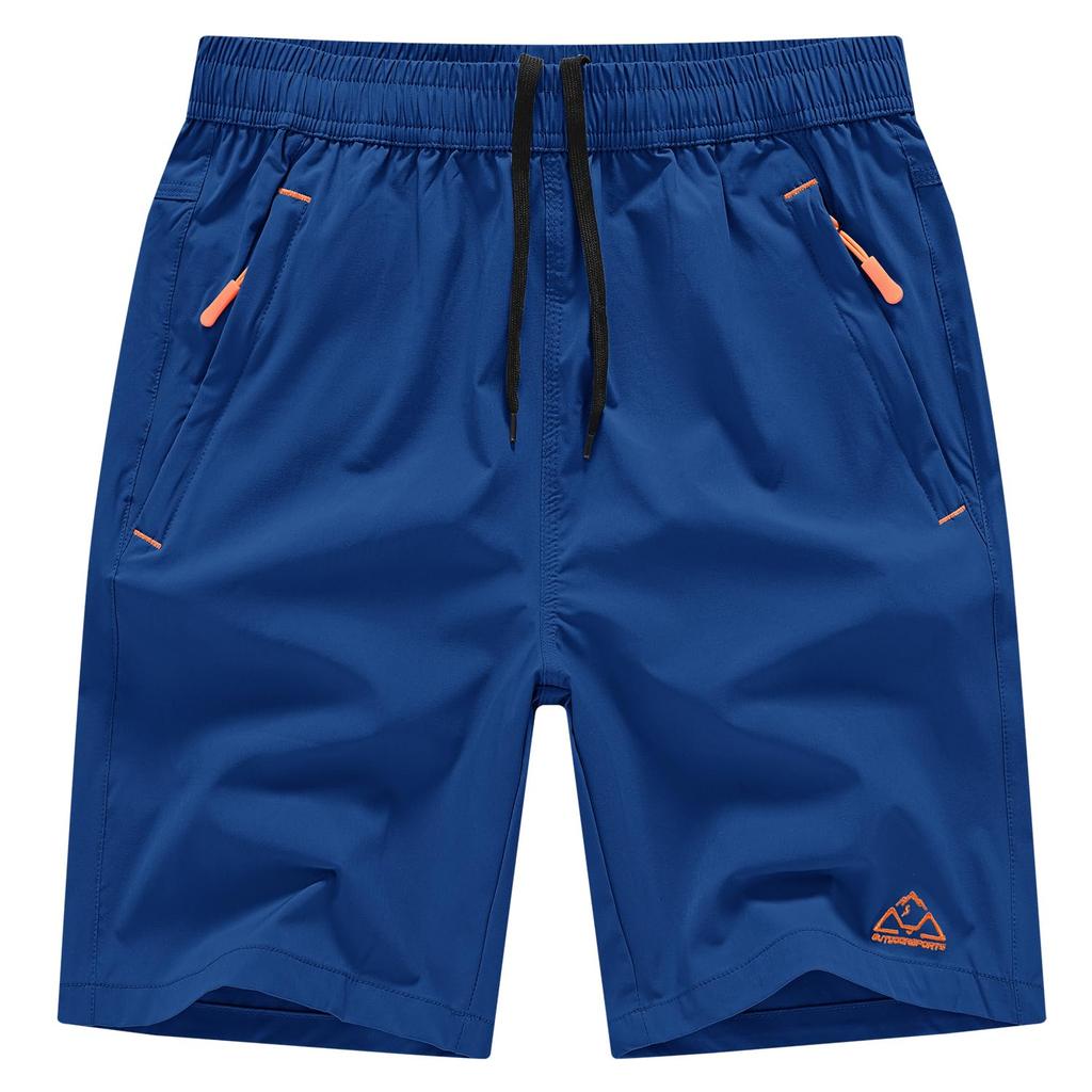 Gopune Men's Running Shorts, Quick-Dry Sweat-Wicking Sports Half Pants with Zipper Pockets, for Soccer Tennis Marathon Hiking (Blue, XL)