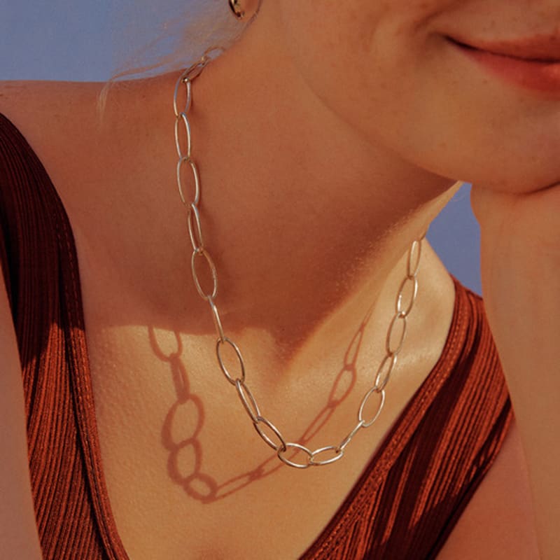 ACOOPU [925 Silver] Ola Round Chain Necklace