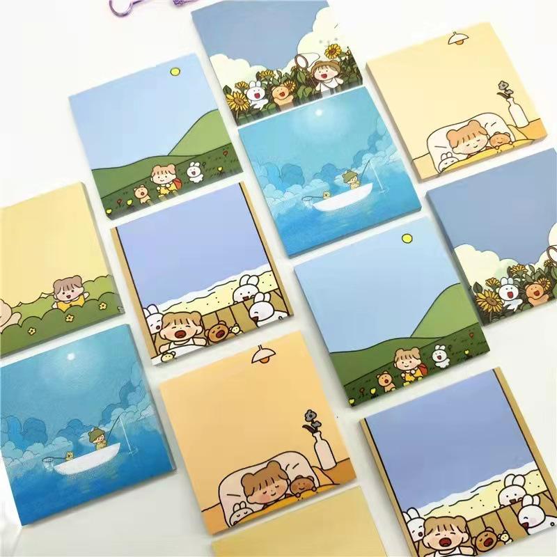 Korean Style Forest Girl Tearable Sticky Notes Pad - Mini Portable Memo Notebook