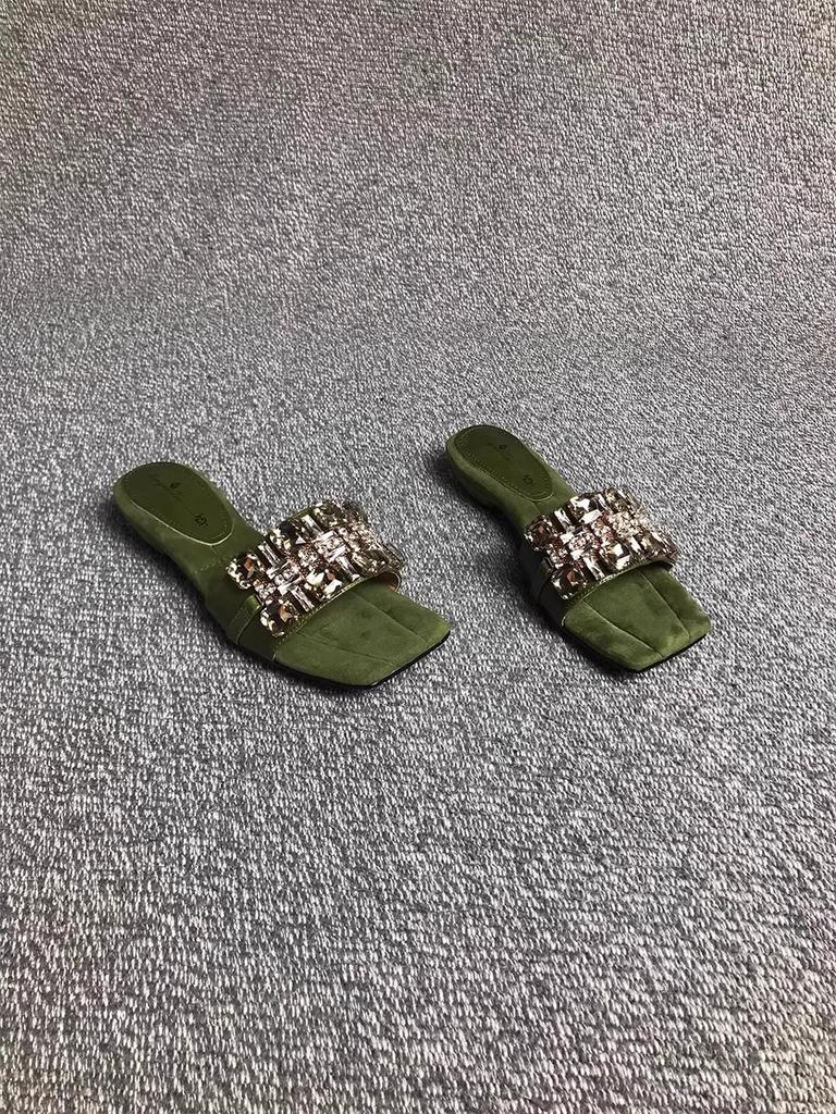 Fashion fairy wind flash rhinestone sandals wear 2025 summer with skirts casual open-toed slippers increase height