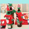 Festive Christmas Wine Bottle Cover Embroidered Cartoon Designs For Holiday Cheer