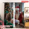 2pcs 2D Flat Printing Merry Christmas Curtains Santa Workshop Festive Christmas Toys 100% Polyester Fabric Without Electricity