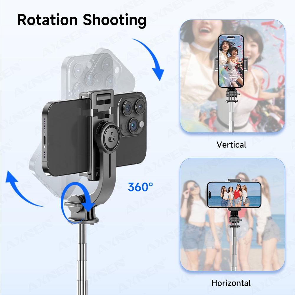 Selfie Stick Tripod with Detachable Bluetooth Remote, 360° Rotation,Extendable Pole, Fill Light Option, for Android Phone
