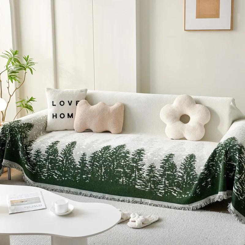 Chenille Tassel Sofa Blanket Anti-dirt Universal Sofa Covers for Living Room All Inclusive Couch Blankets Christmas Decoration