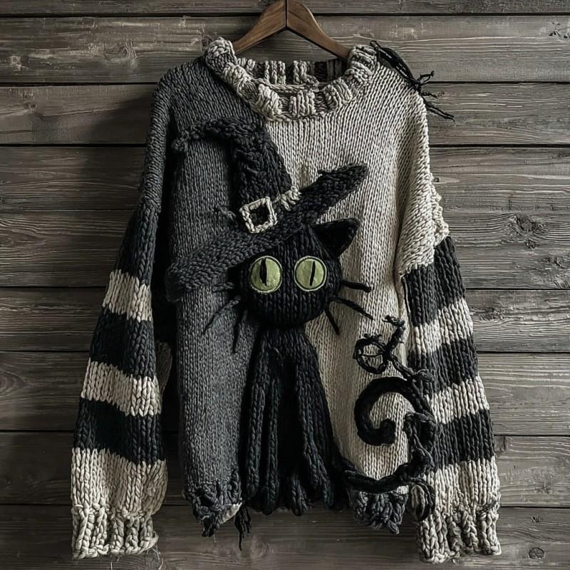 Halloween 3D Digital Print Womens Loose Fit Crew Neck Sweatshirt Soft Comfortable Casual Streetwear