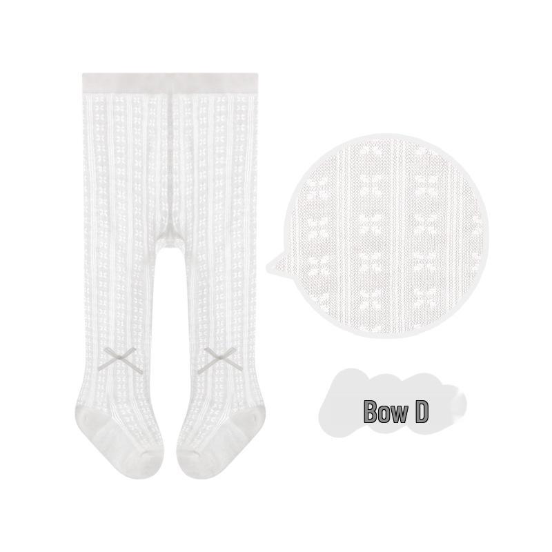 Girls' Ultra-Thin Mesh Breathable Baby Leggings with Bow
