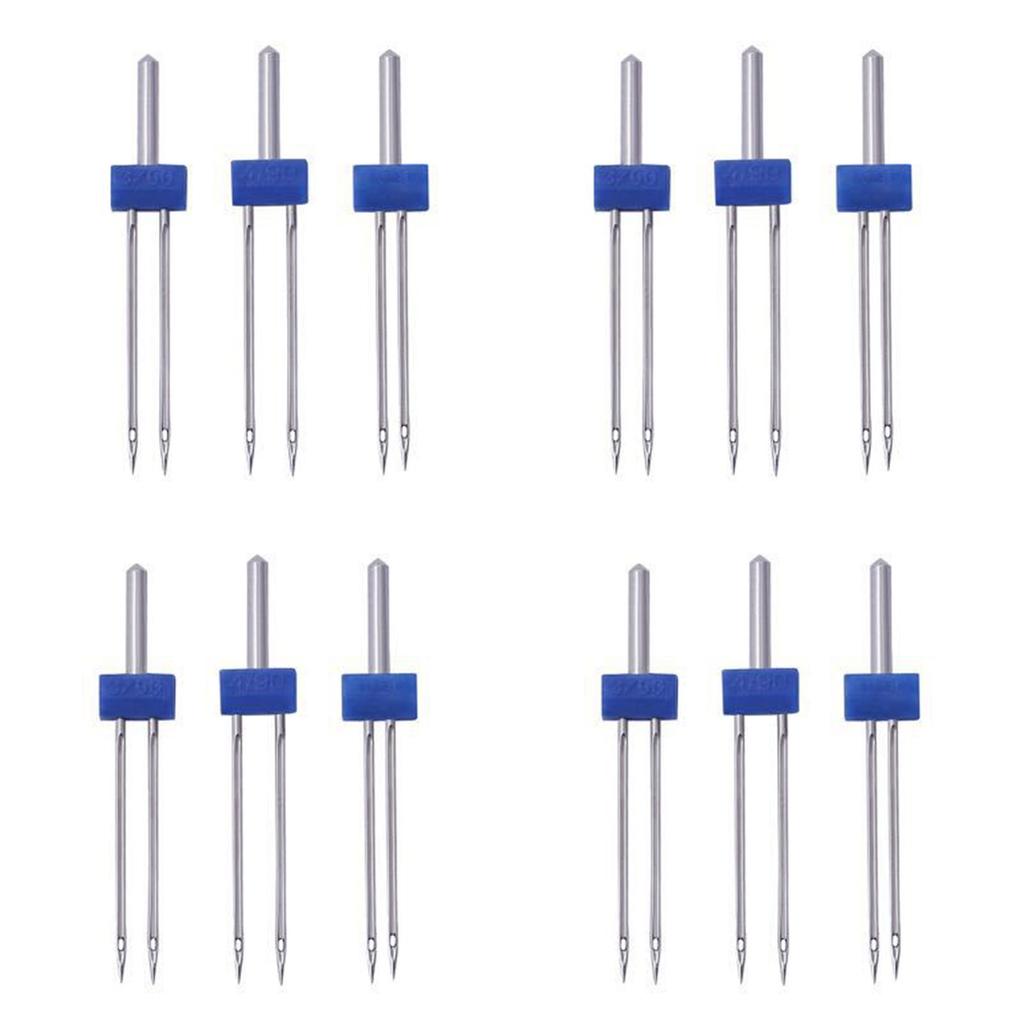 18pcs Sewing Machine Needle Double Twin Needle with Needle Threader Sewing Needle Perfect for Household Sewing Machine