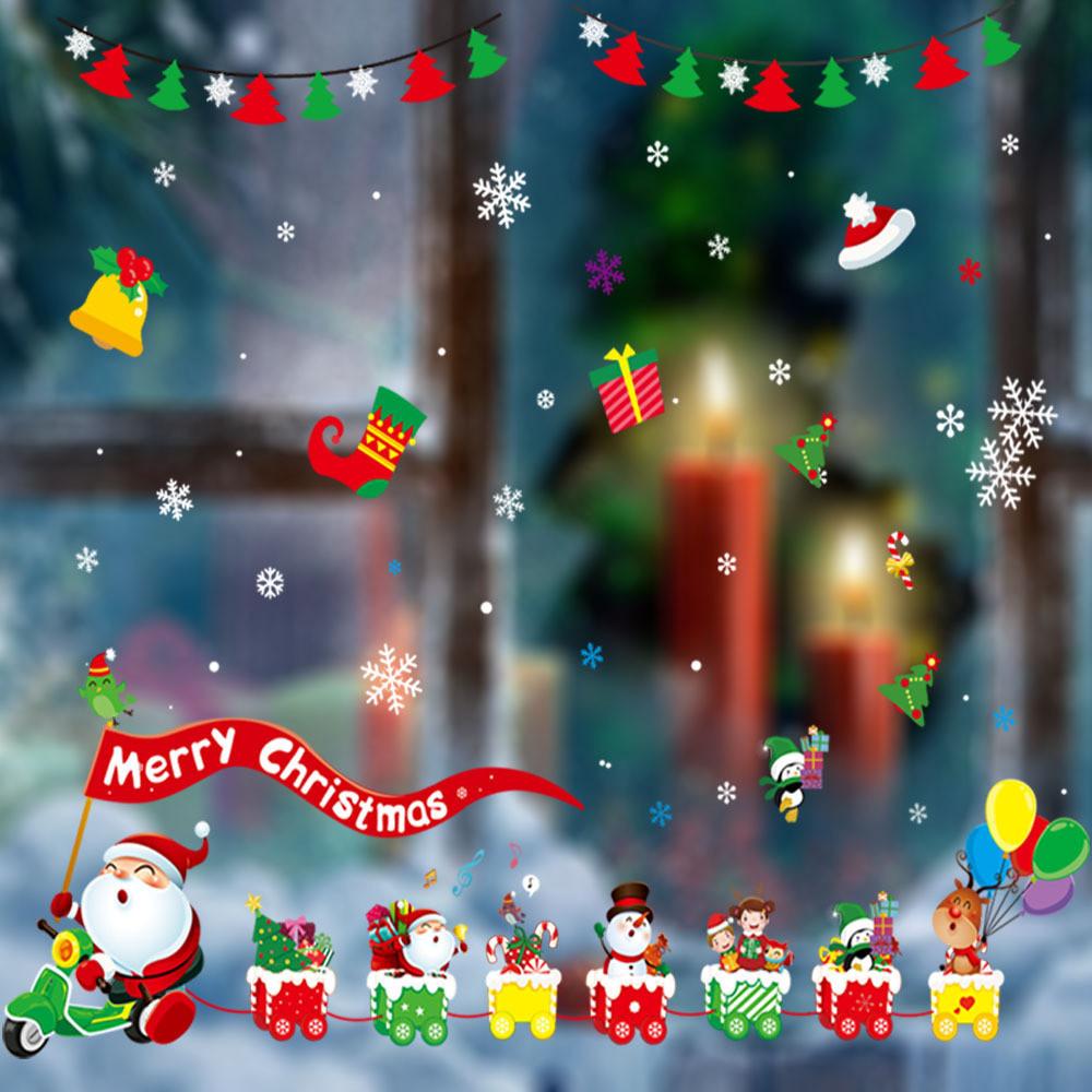 New Pvc Christmas Static Cling Window Decor Featuring Festive Santa Claus Design