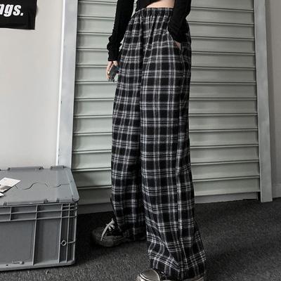 Pantaloni casual Donna Plaid Elastico in vita Pantaloni streetwear quotidiani Pantalone larghi