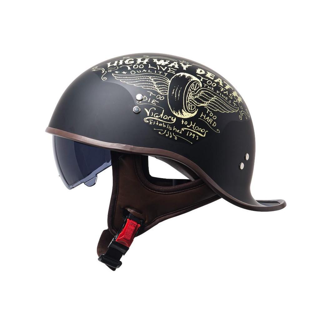 Retro Summer Lightweight Half Helmet with Inner Lens for Men and Women