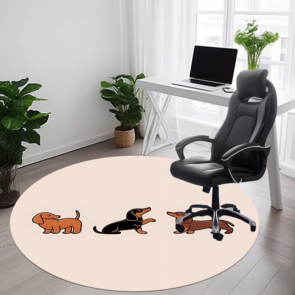 1pc Dachshund Puppies Office Round Area Rug, Under Office Chairs Bedroom Living Room Home Decor, Room Deco