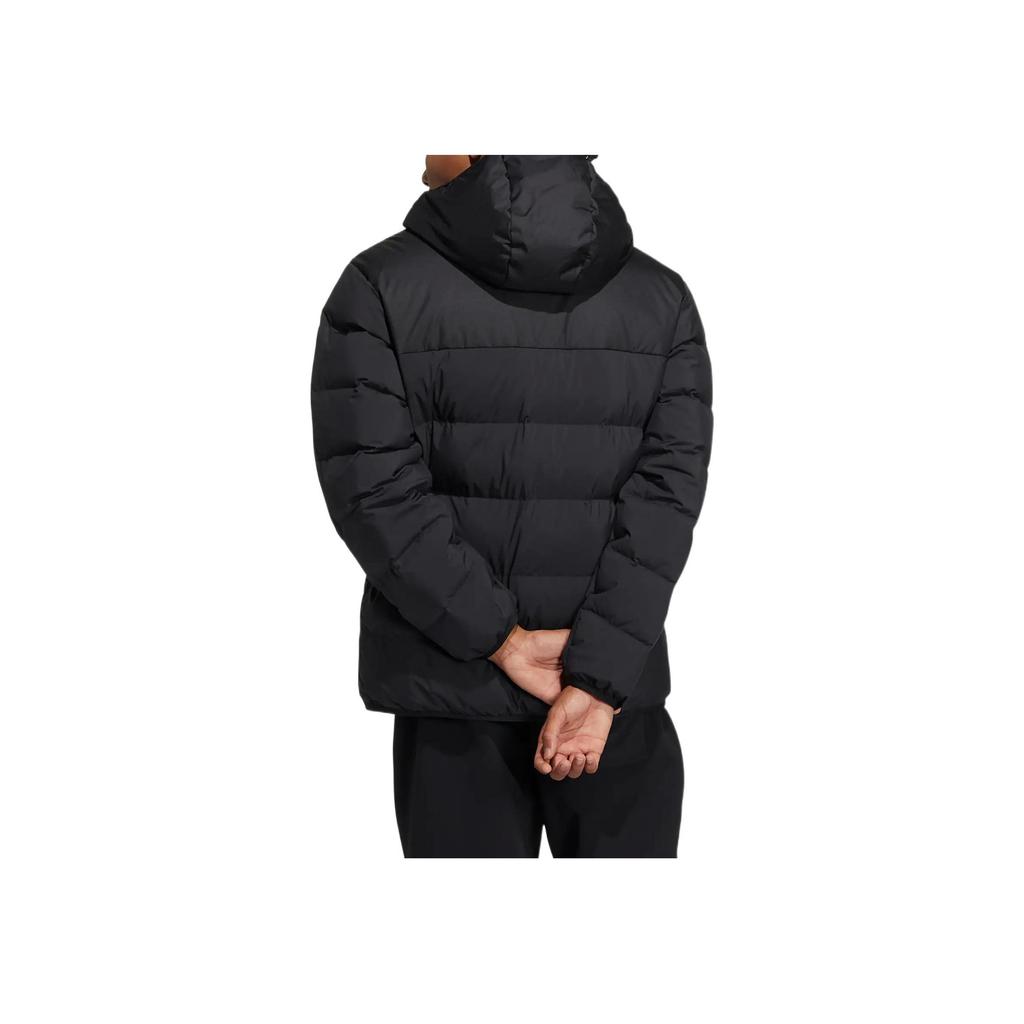Adidas Solid Color Logo Print Zip-Up Hooded Down Jacket Men Outerwear Black HZ2597