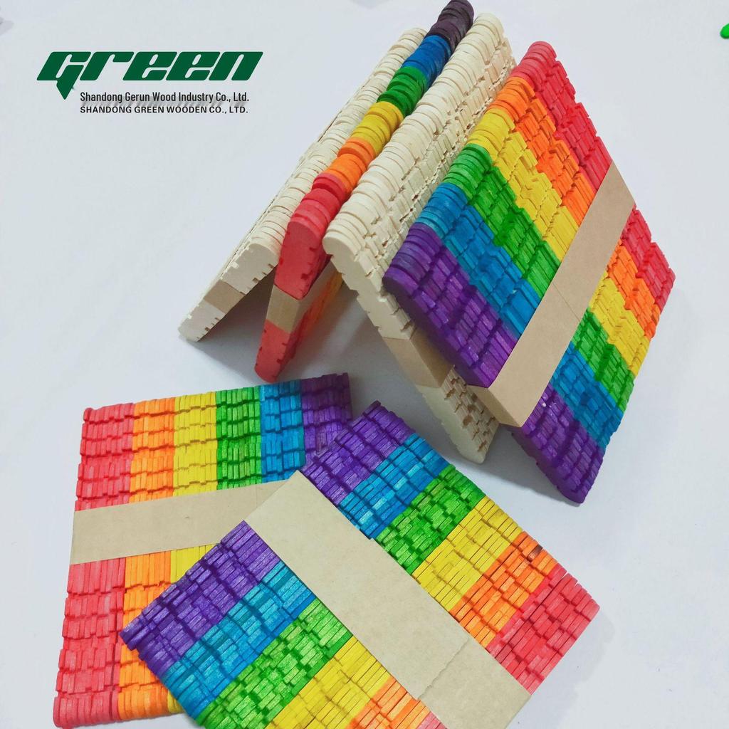 114mm Handmade Colored Wooden Popsicle Sticks for Crafts and Ice Pops