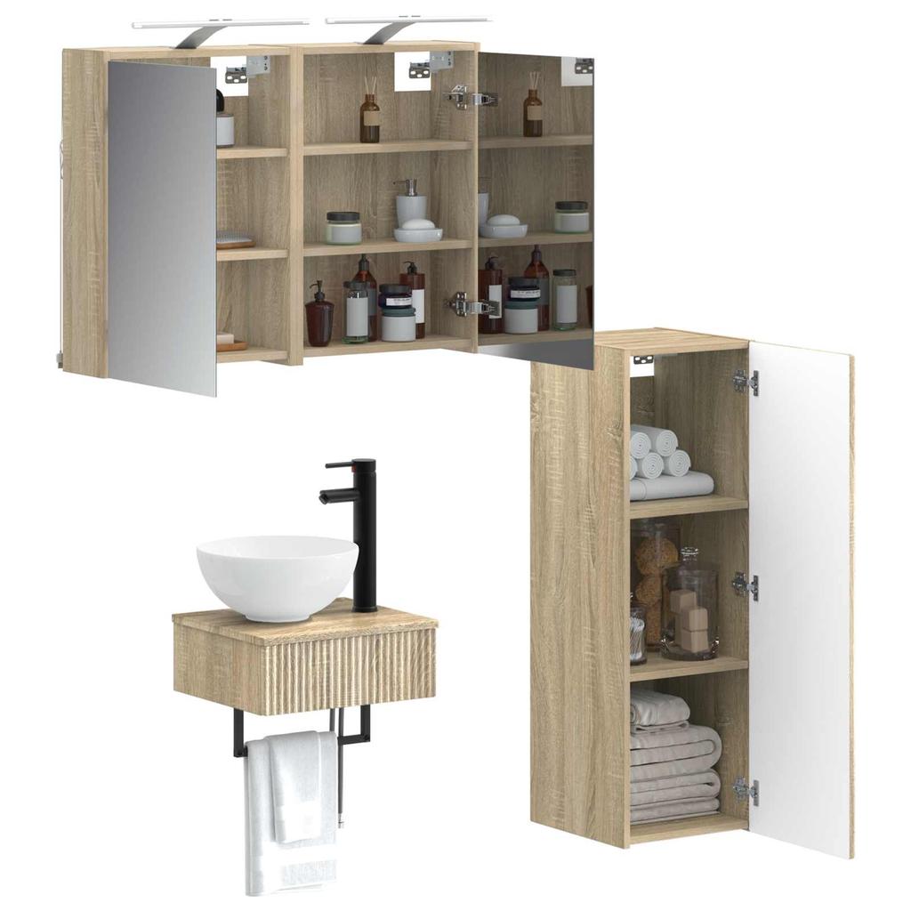 Bathroom Cabinet Set 4 Pcs Sonoma Oak 43 X 16 X 62.5 Cm