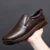 Men's Autumn Low-Top Slip-On Leather Shoes - Versatile, Breathable Casual Driving Footwear in Large British Style.